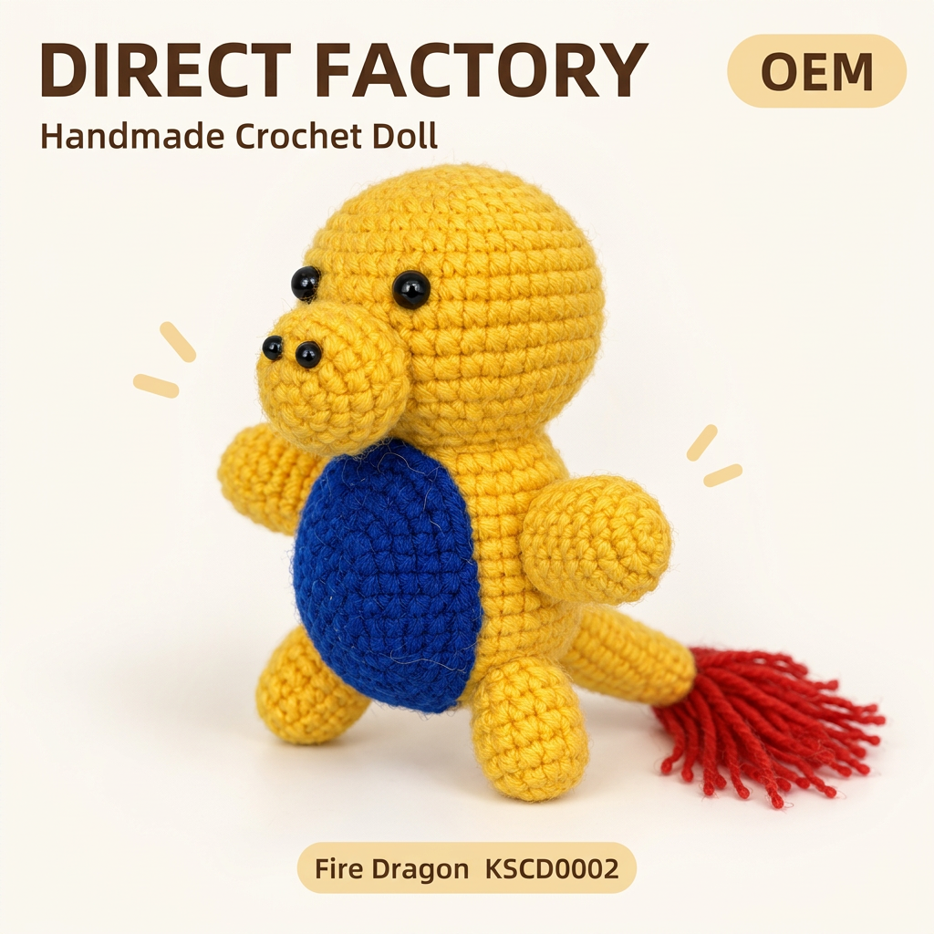 Handmade Crochet Fire Dragon Plushie - Cute Amigurumi Animal Doll & Bag Charm