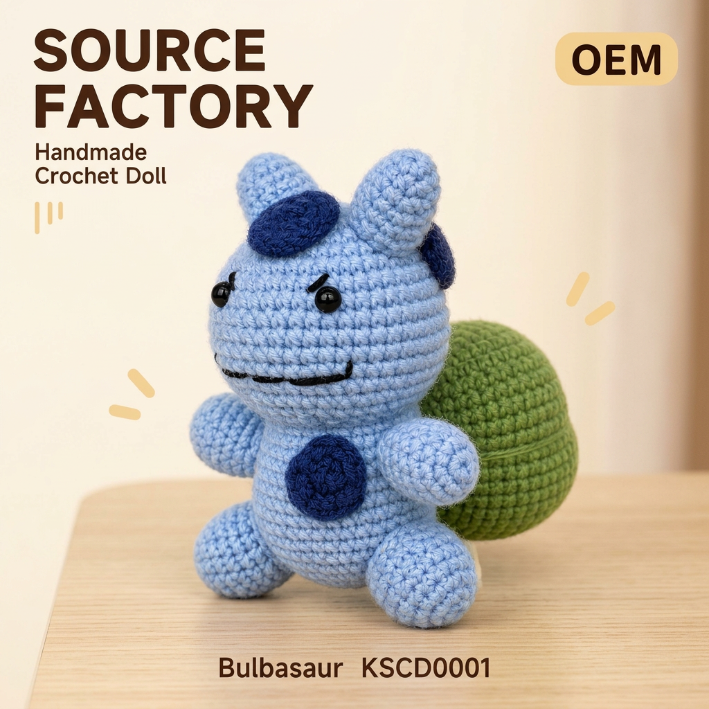 Handmade Crochet Bulbasaur Plushie Front View