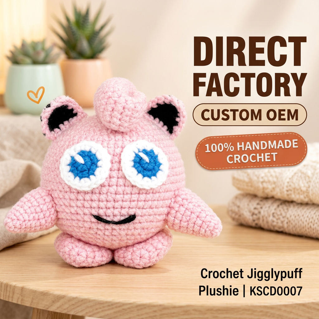 Handmade Crochet Jigglypuff Plushie - Cute Pink Fairy Amigurumi Doll & Bag Charm