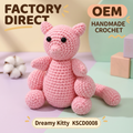 Handmade Crochet Pink Kitty Plushie - Cute Amigurumi Animal Doll & Bag Charm