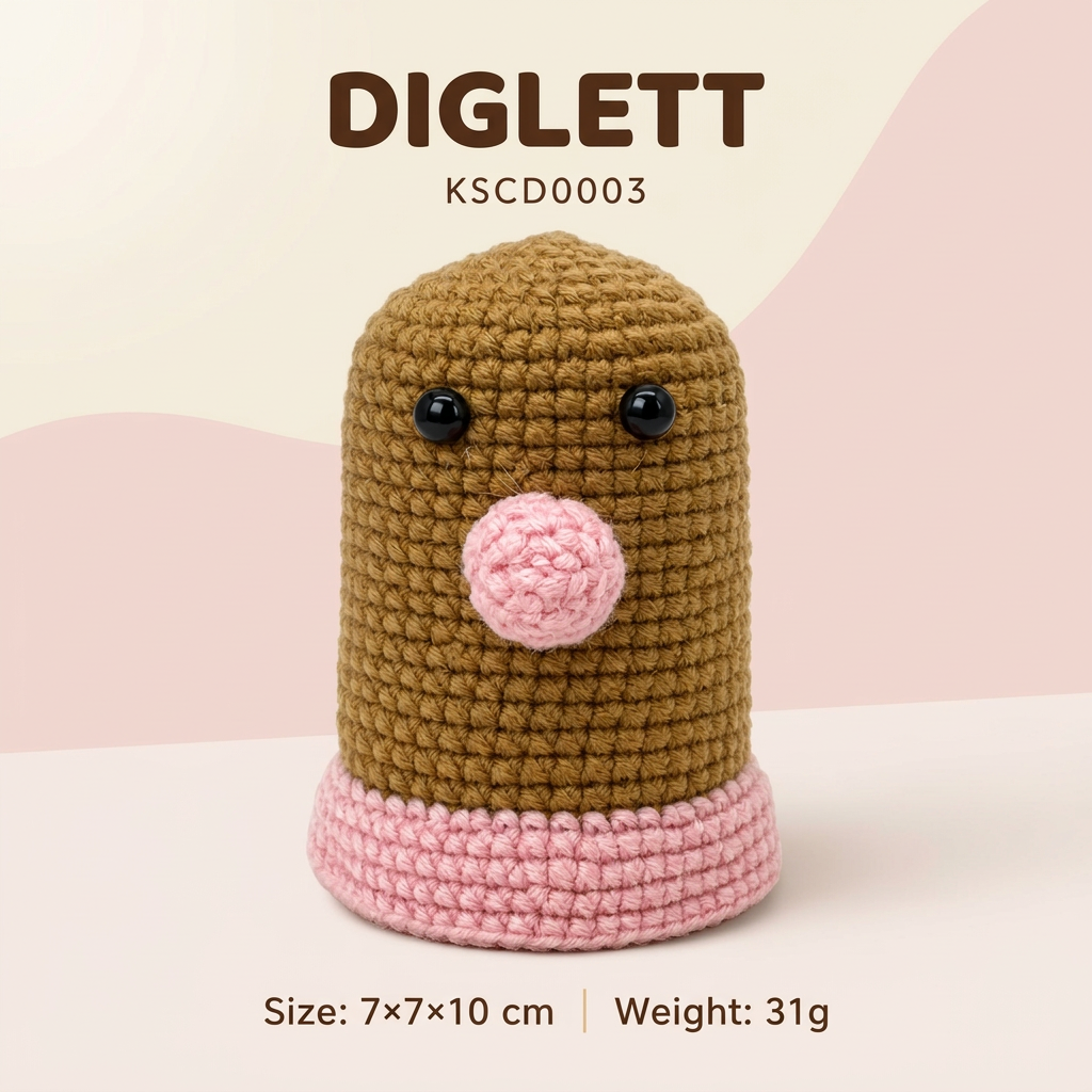 Handmade Crochet Mole Plush Desk Ornament
