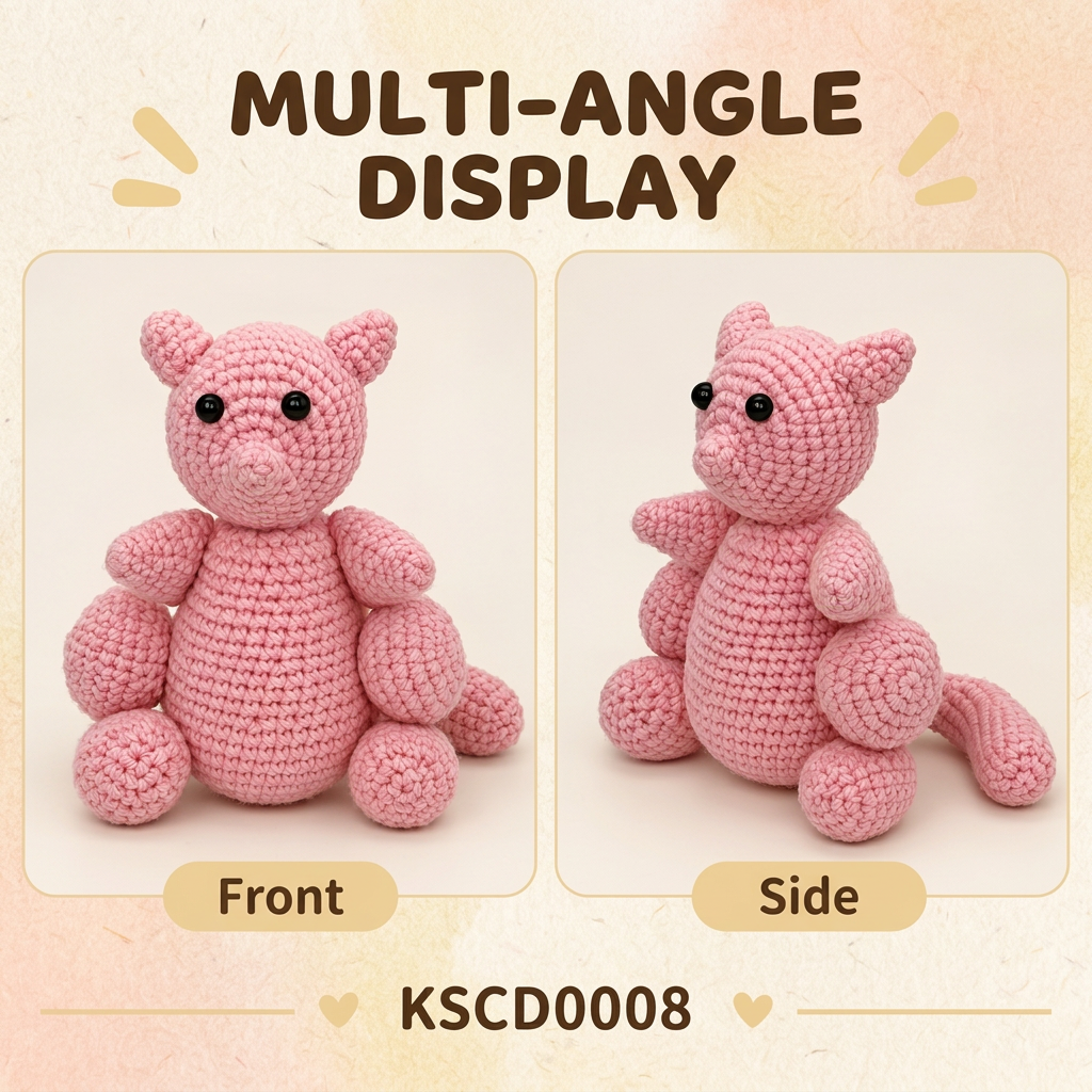 Handmade Crochet Pink Kitty Plushie - Cute Amigurumi Animal Doll & Bag Charm