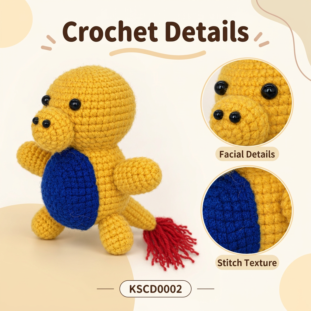 Handmade Crochet Fire Dragon Plushie - Cute Amigurumi Animal Doll & Bag Charm