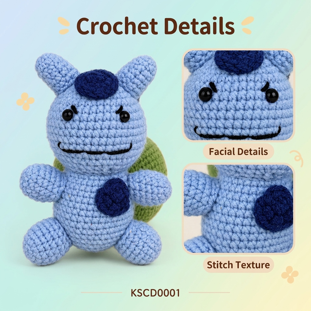 Handmade Crochet Bulbasaur Plushie Stitching Details