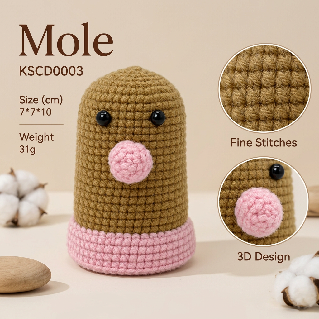 Handmade Crochet Mole Dimensions