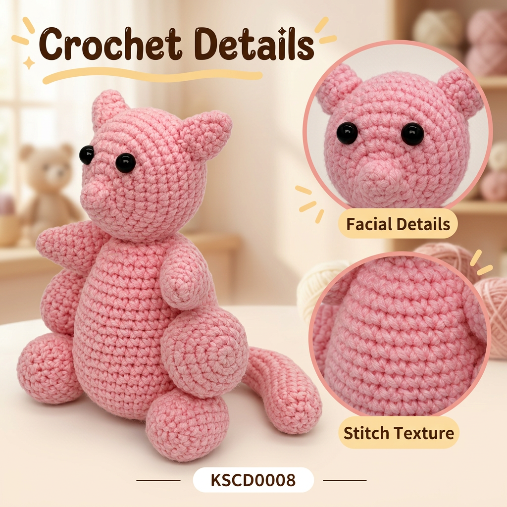 Handmade Crochet Pink Kitty Plushie - Cute Amigurumi Animal Doll & Bag Charm
