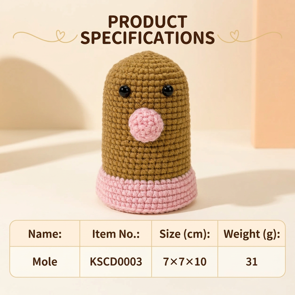 Handmade Crochet Mole Specifications