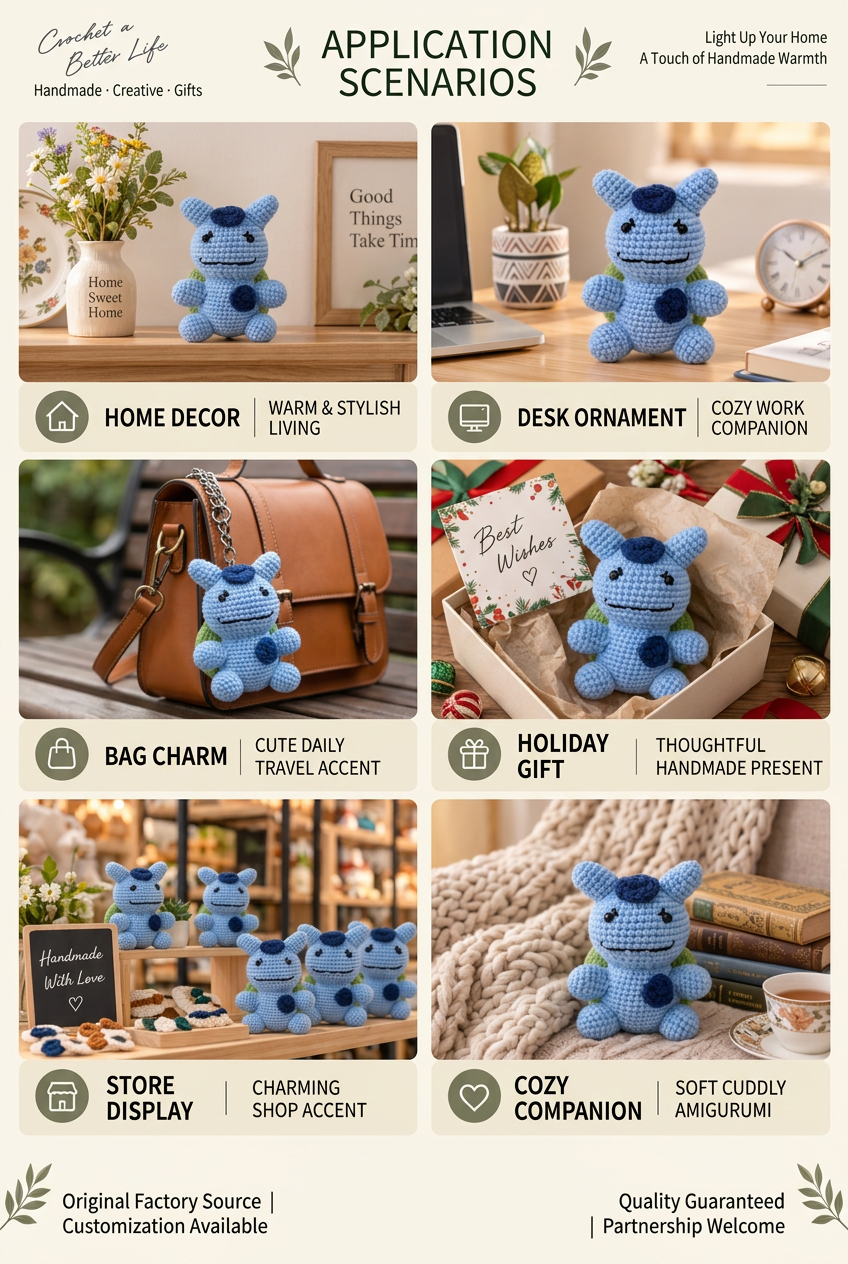 Handmade Crochet Bulbasaur Plushie Lifestyle and Application Scenarios