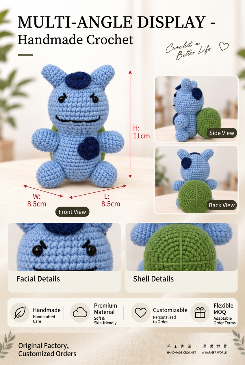Handmade Crochet Bulbasaur Plushie Product Information
