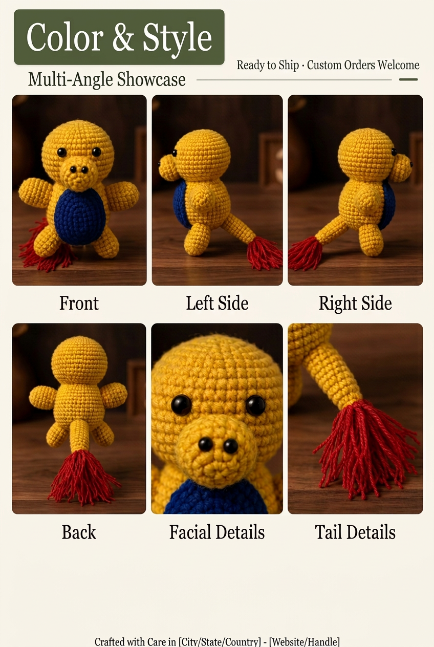 Handmade Crochet Fire Dragon Plushie - Cute Amigurumi Animal Doll & Bag Charm