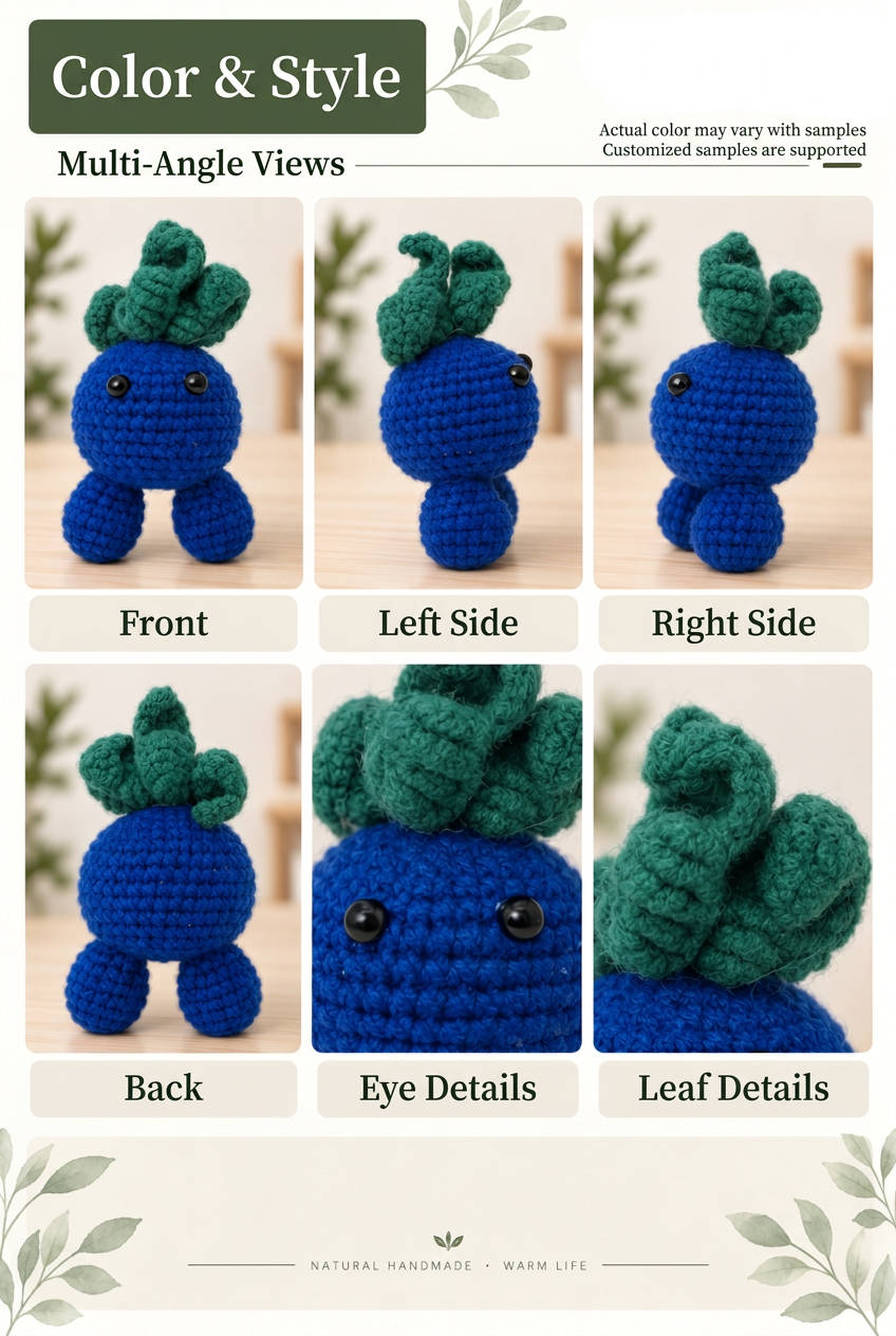 Handmade Crochet Oddish Sprout Plushie - Cute Amigurumi Plant Doll & Desk Companion