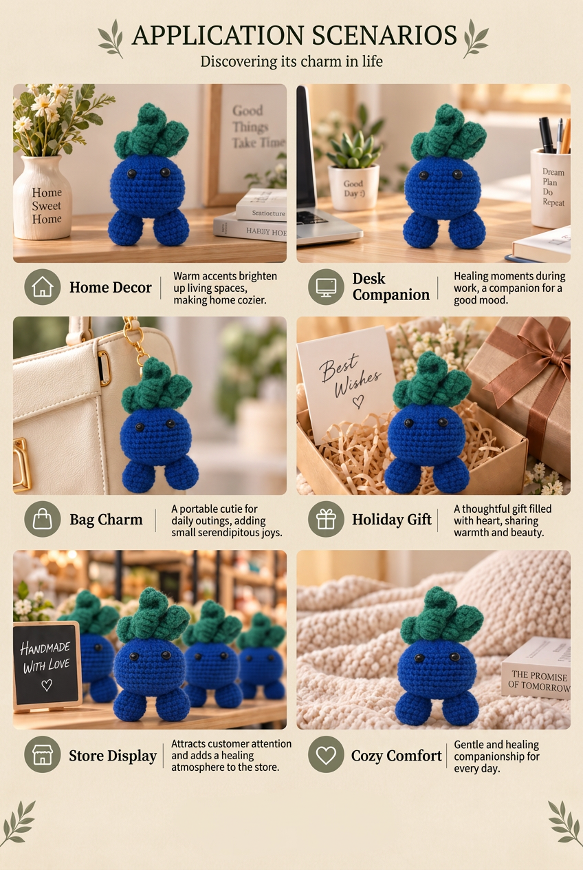 Handmade Crochet Oddish Sprout Plushie - Cute Amigurumi Plant Doll & Desk Companion