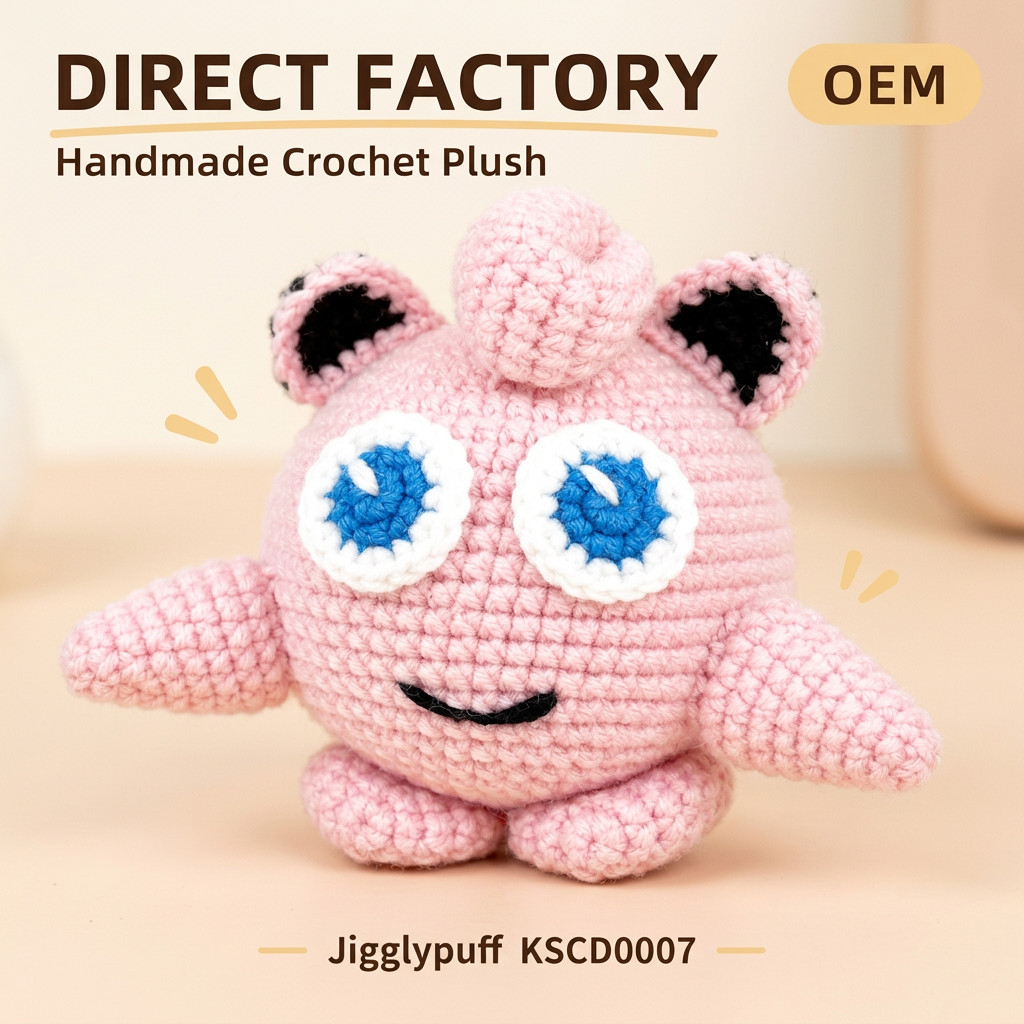 Handmade Crochet Jigglypuff Plushie - Cute Pink Fairy Amigurumi Doll & Bag Charm